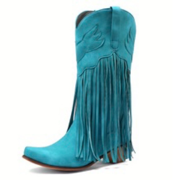 🆕Fringe Turquoise Women’s Western Boots. Size 9. NWT. - Picture 2 of 10